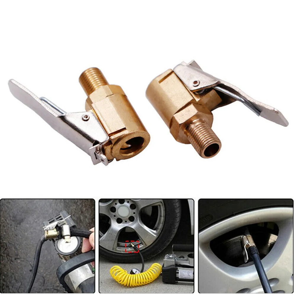 

2x Car Accessories Connector 8mm Inflation Tyre Valve Copper Pump Quick Release Tire Golden Copper Car Styling
