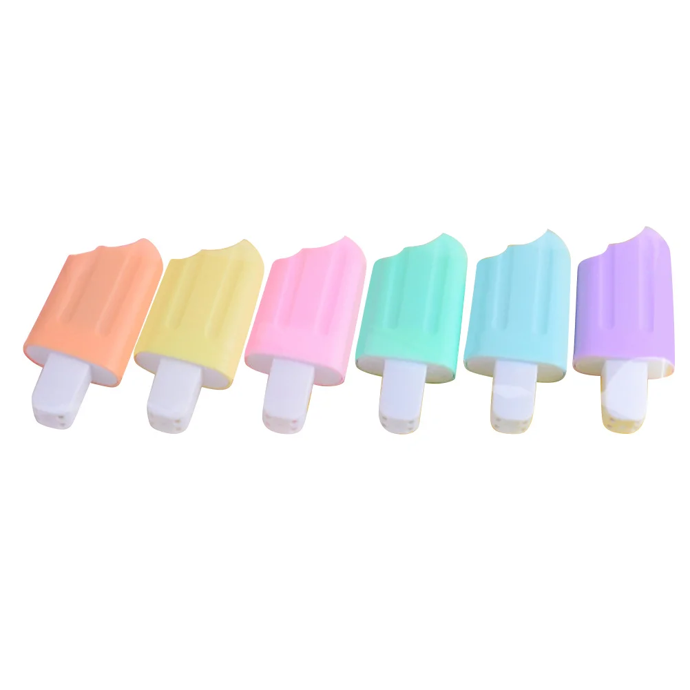 6 Pcs Fluorescent Marker Pen Highlighters Cartoon Colored Mini Colorful Plastic Ice Cream Shape Emphasize Marking Student 20 pcs cones soccer practice mini marking cup small traffic football classroom numbered