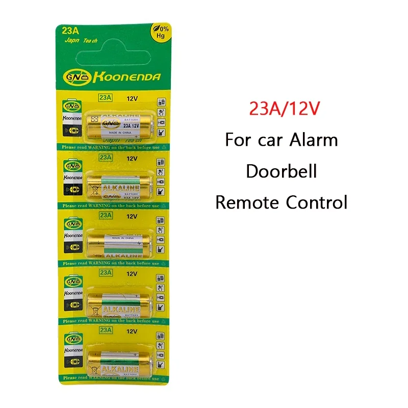 Alkaline Battery Disposable Battery 5PCS/1Card Dry Cell 12V Alkaline Battery A23 23A 23GA A23S E23A MS21 V23GA GP23A LRV08 For car Alarm Remote Control Doorbell