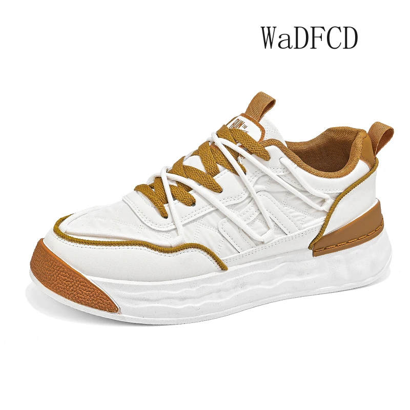 

Кроссовки мужские из микрофибры и кожи, на платформе