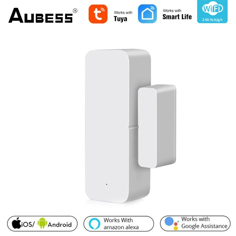 Aubess Tuya Smart WiFi Zigbee Door Sensor Alarm Window Open Closed Detector Smart Life APP Alert System For Alexa Google Home 