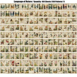 Vintage Natural Scenery Scrapbook Paper - 160 Sheets of Large, Non-Sticky Decorative Material with Unique Patterns (Language of Nature)