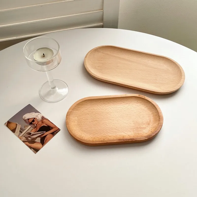 Vassoio in Legno di Grano, Piatto Rotondo per Dessert in Stile Giapponese, Resistente al Calore, per Caffè e Tè - immagine 5
