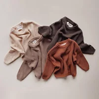Newborn Baby Girls Boys Knit Sweater Autumn Winter Casual Solid Color Long Sleeve Crewneck Knitwear Pullovers For 0-3 Months 2