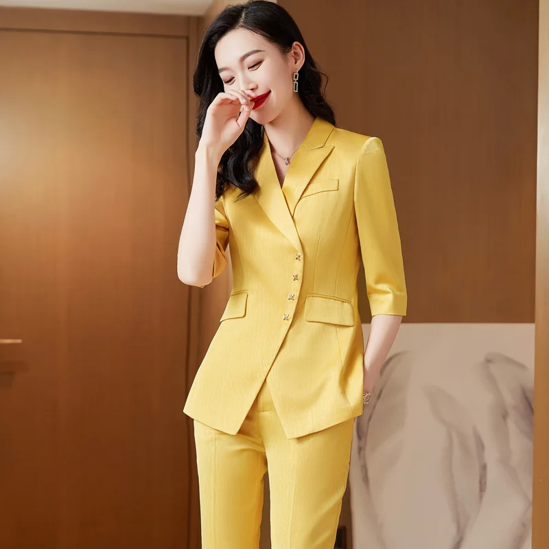 

Корейский весенний официальный женский красный Блейзер, женские деловые костюмы с комплектами, рабочая одежда, Офисная форма, куртка с брюками большого размера