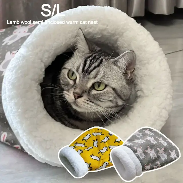 Creative Plush Cat Sleeping Bag Cartoon Thickened Cat Cave Bed Winter Warm Pocket Type Pet Snuggle Sack Pet Supplies 2