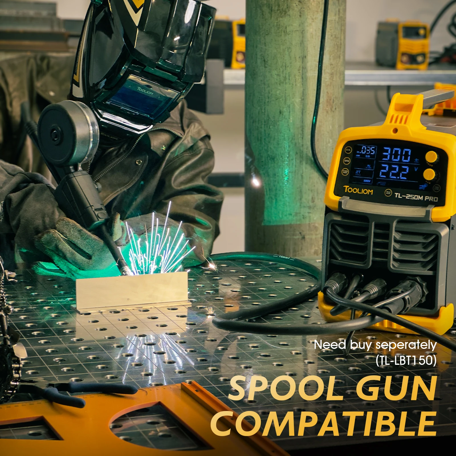 TOOLIOM Aluminum MIG Welder with Pulse 110V/220V Dual Voltage 4 in 1 Multifunctional Welding Machine Gas/Gasless Flux 5