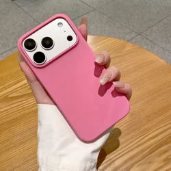 Luxury Ultra Thin Matte Silicone Shockproof Phone Case - Solid Color Soft Protector Cover - iPhone 15 (Rose Pink)