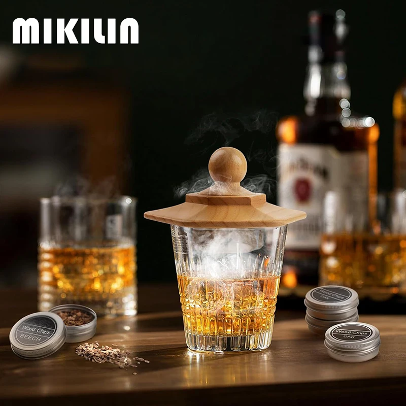Description Picture 3 of itemCocktail Smoker Kit Wooden Smoked Wood Hood Whiskey Smoking Wood Chips Cocktails Smoker Infuser Bar Accessories Gift for Dad
