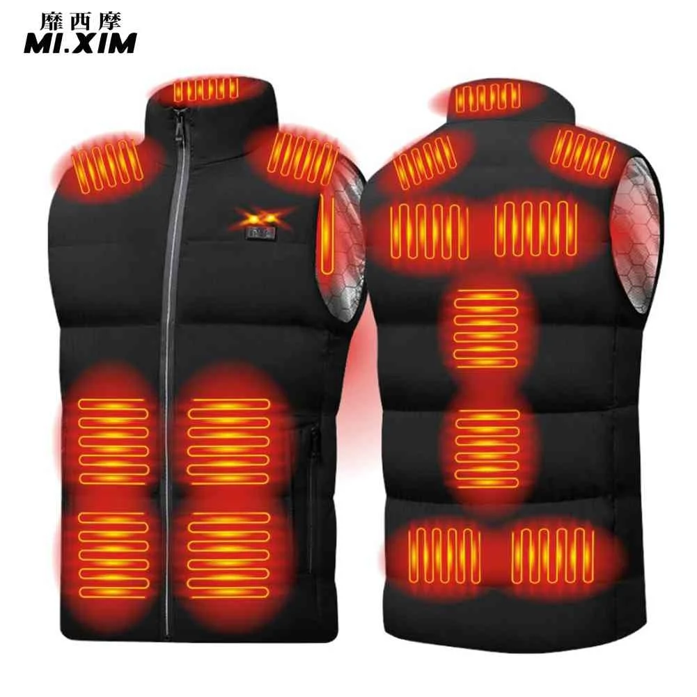 

7/11/13/15 Areas Heated Jacket for Men Women Thermal Coat Intelligent USB Electric Heating Vest Winter Skiing Warm Heated Vest