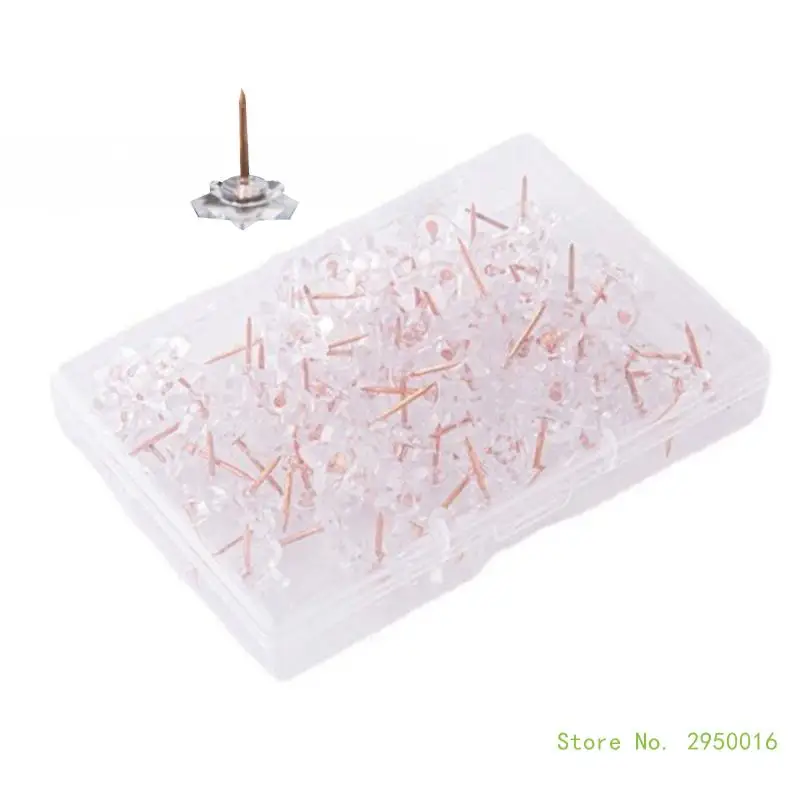 Push pins 100pcs box Pentacle Shape Markers Drawing Photo Wall Studs Cork Board Pins Transparent Push Pins Photo Thumb Maps Thumbtack