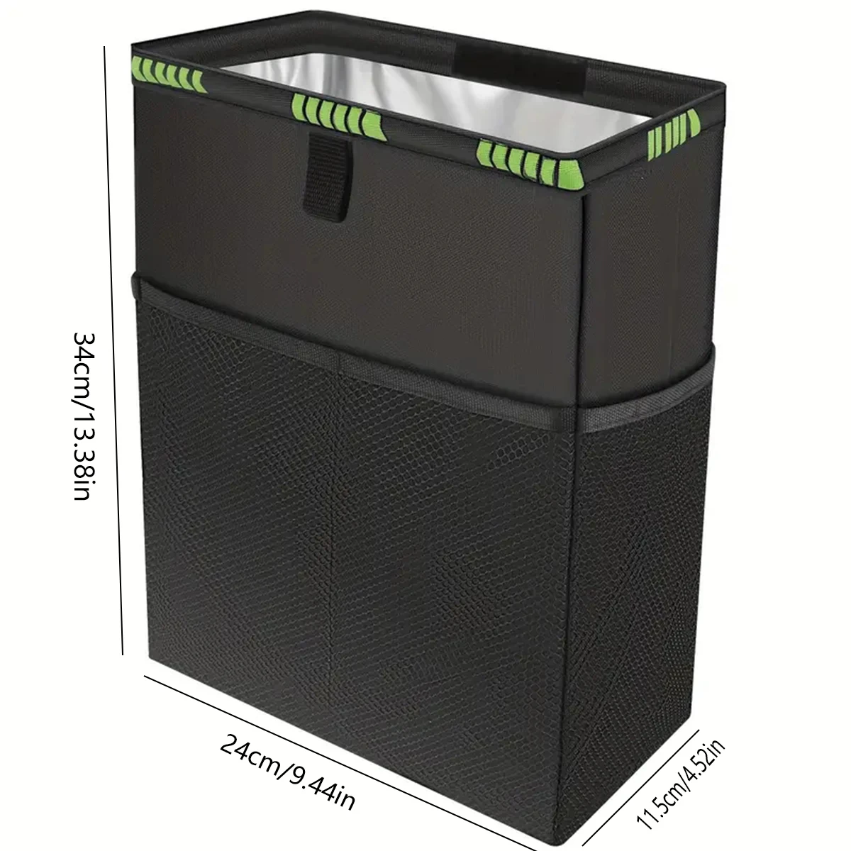 3.2-gallon large-capacity car hanging trash can with four storage bags Black car trash can storage bag Waterproof oxford cloth car storage bag car trash can car trash bag