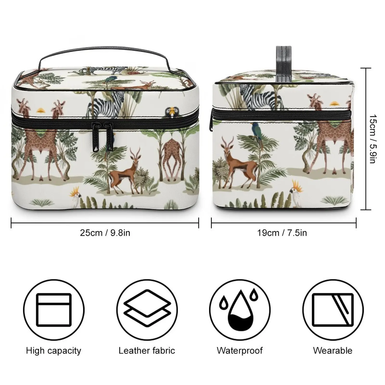 Customized Pattern Makeup Bag Zoo Print Travel Makeup Bag Women Multifunction Cosmetic Bag Toiletries Organizer Storage Wash Bag