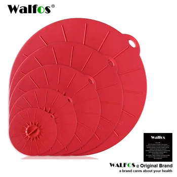 WALFOS 실리콘 전자 레인지 그릇 커버 5 개 세트, 요리 냄비 팬 뚜껑 커버-실리콘 식품 포장 요리 도구 주방기구