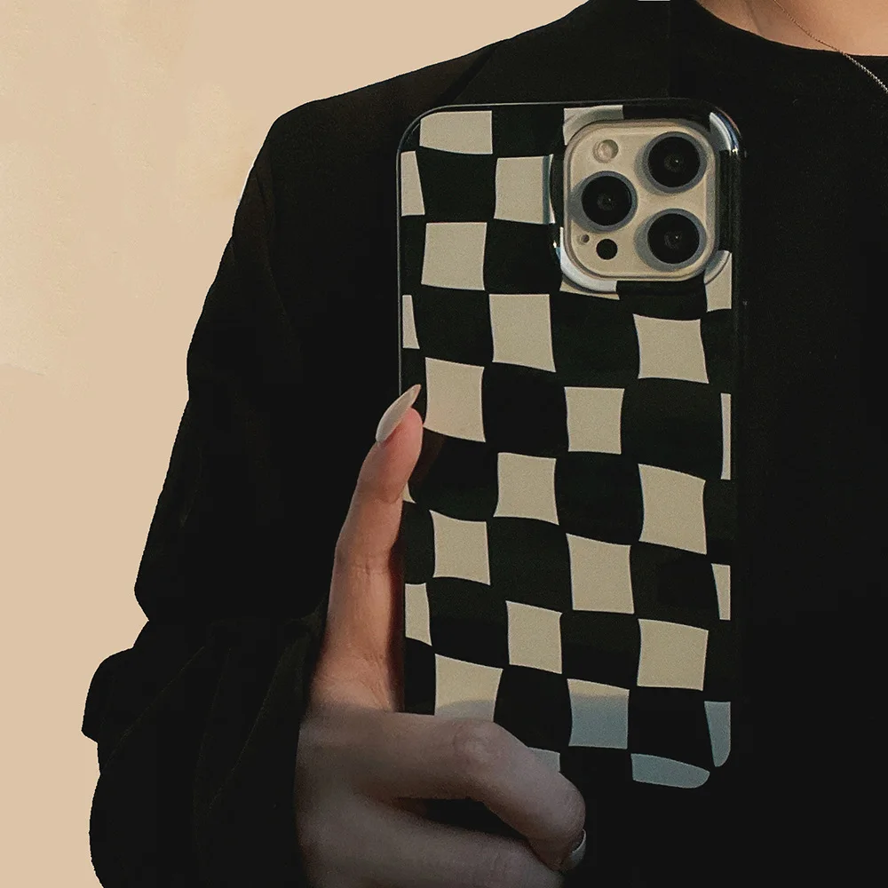 LIGHT BEIGE Checkered Protective Phone Case iPhone 