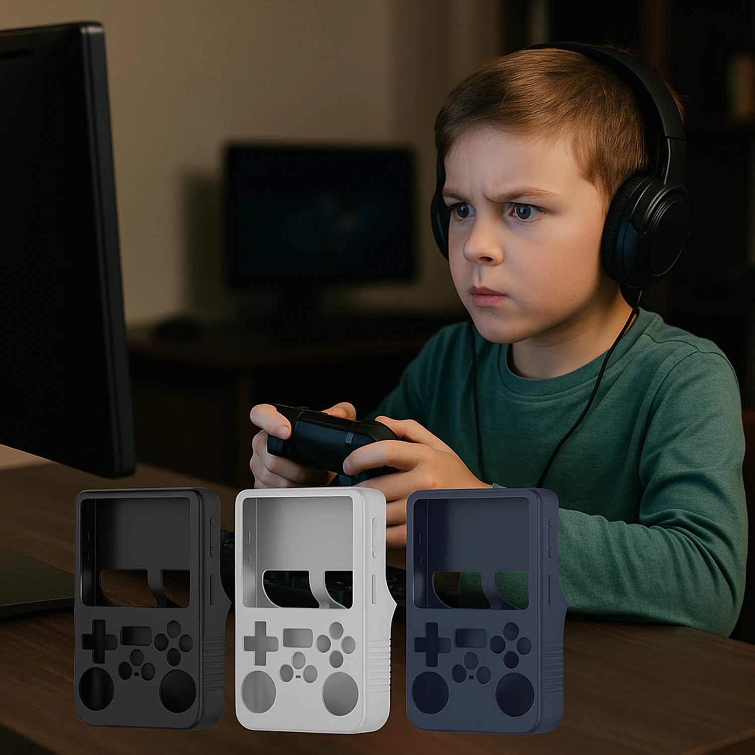 R36S 휴대용 게임 콘솔 보호 커버용 프리미엄 실리콘 케이스 R36S용 끈이 있는 스크래치 방지 소프트 보관함