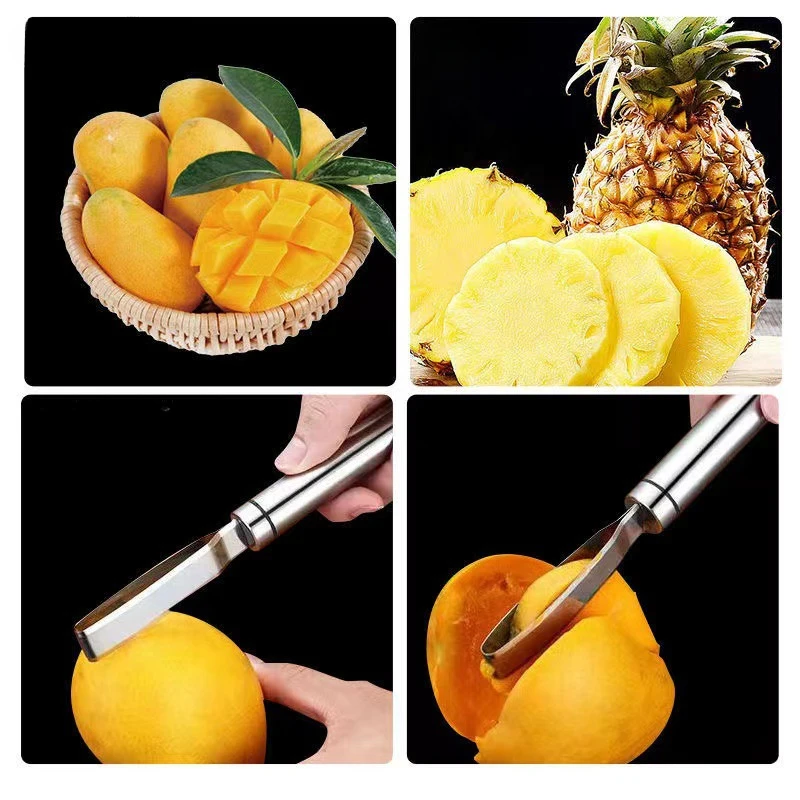 Fruit Knife Peeling Knife Kitchen Gadget Multifunctional Meat Remover Stainless Steel Mango Quick Corer Pineapple Corer Cooking