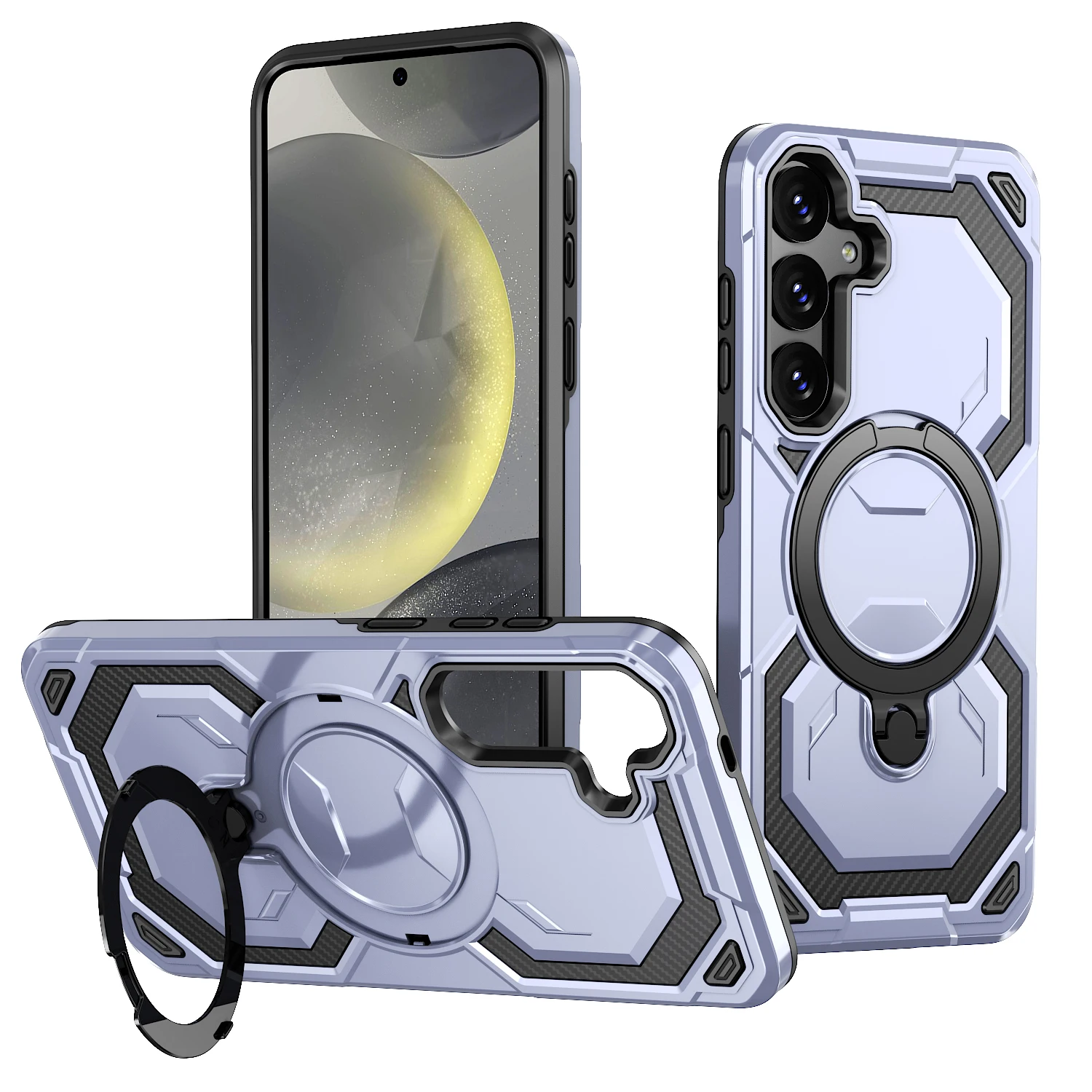 Heavy Duty Armor Magnetic Case with Ring Kickstand Cover