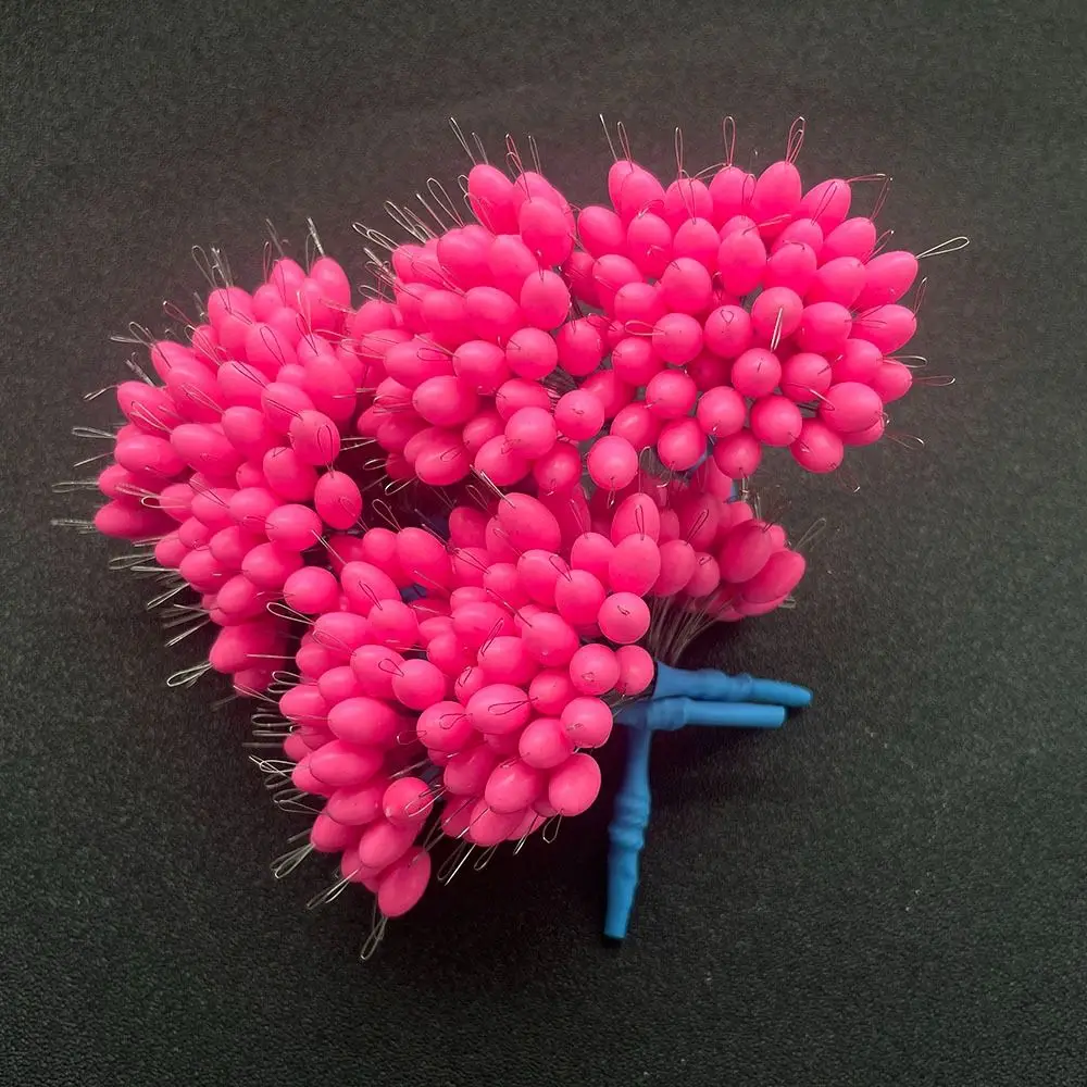 50pcs/lot Pink Float Silicone Rubber Stopper S  L Fishing Bobber Stopper Float Cylindrical Space Bean Fish Line Accessories