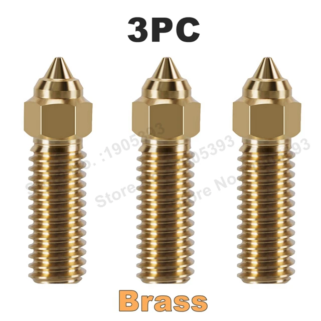 High-Speed Brass Plated Copper & Hardened Steel 3D Printer Nozzles