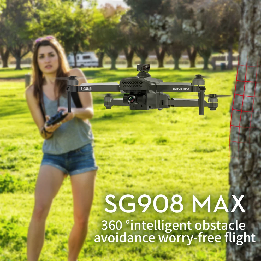 ZLL KUN SG908 MAX 360 포함 °   장애물 회피 3축 짐벌 전문 4K 카메라 3KM 거리 리피터 GPS WIFI FPV RC 드론