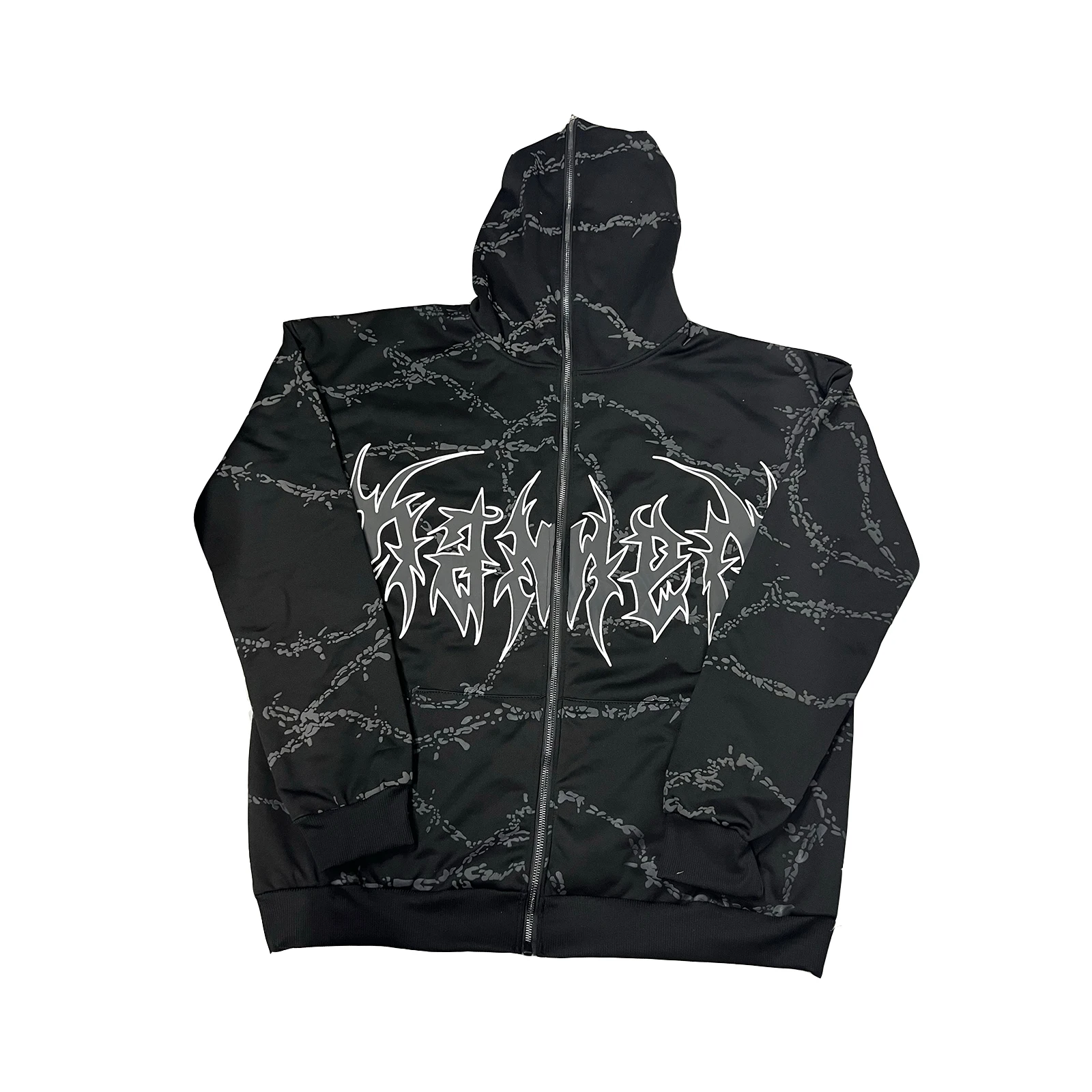 

y2k Gothic Hoodie Baggy Clothes Women Graphic Print Zip Up Long Sleeve Hooded Tops with Pockets Punk Sweatshirt y2k Clothing