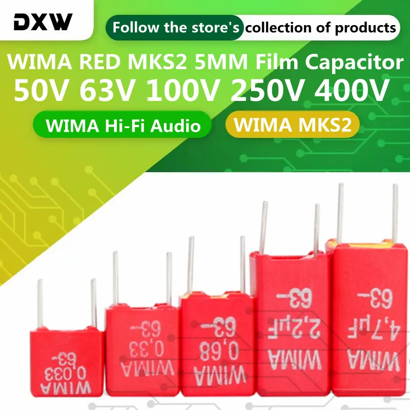 2PCS/Lot WIMA MKS2 5MM Film Capacitor 0.1UF 0.01UF 0.47UF 1UF 1.5UF 0