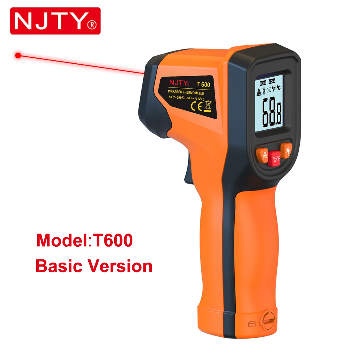NJTY T600 T600A デジタル赤外線温度計ガン -58 ° Fから1112まで ° F(-50) ℃ 600に ℃ ) 業務用産業用レーザー温度ガン