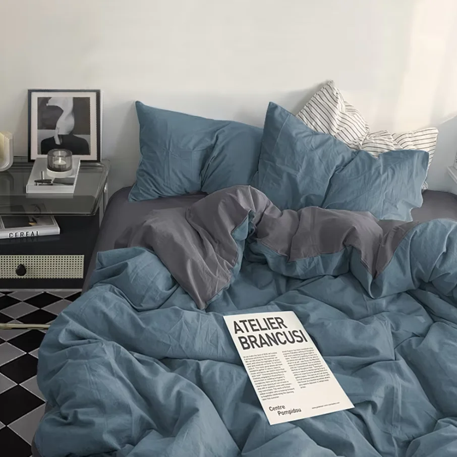 Yanyangtian 2025 Pure and elegant four-piece color combination, cotton skin-friendly fabric, four-season essential bedding serie 5