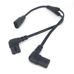 Dual Female to Male Y - Split Power Cable Adapter, 28CM Extension Cord (Double elbow)