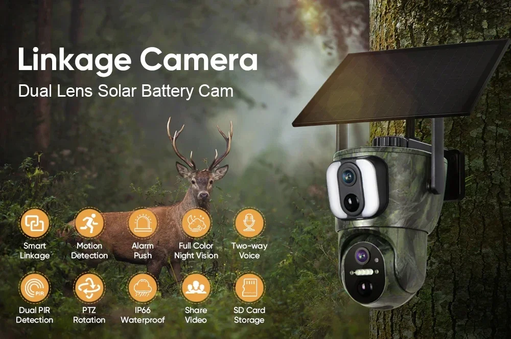 LS VISION 8MP Dual Screen Solar Security Camera 4K 4G/WiF Solar Monitor Camera P