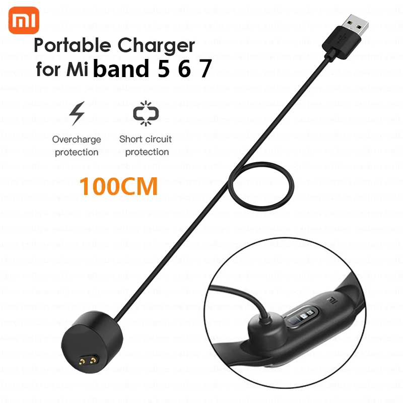 1 м USB-кабель для зарядки Xiaomi Mi Band 5 6 7 Магнитный зарядный адаптер провод шнур NFC