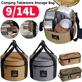 9/14L Dinnerware Organizers Oxford Cloth Pot Storage Bucket Bags Waterproof Camp Bowl Cups Container Cases Bearing 7kg Daily Use