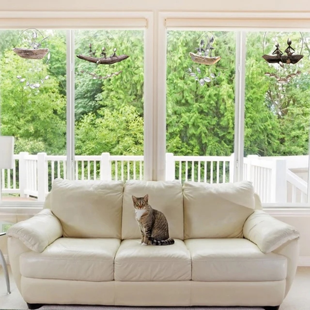 Halász Ember Szél Hangjelzés Halszobrok Szélfedél Beltéri Szabadtéri Függő Dísz Innovatív Fém Halászok Témájú Dekoráció - Image 4