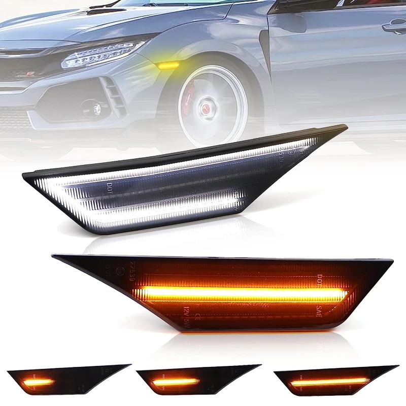 

Для Honda Civic Coupe Sedan Hatchback 2016-2021 прозрачные и дымчатые линзы, передний бампер, фонарь бокового фонаря, белая парковочная фонарь, фонарь