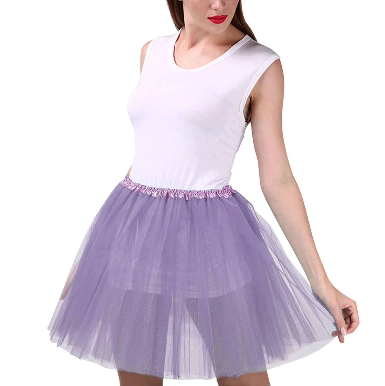 Women's Tutu Skirt Multi Colors Adult Fairycore Women Elastic Waist Dancing Costumes Ballet Clothes Mesh Petticoat Tulle Skirt 3