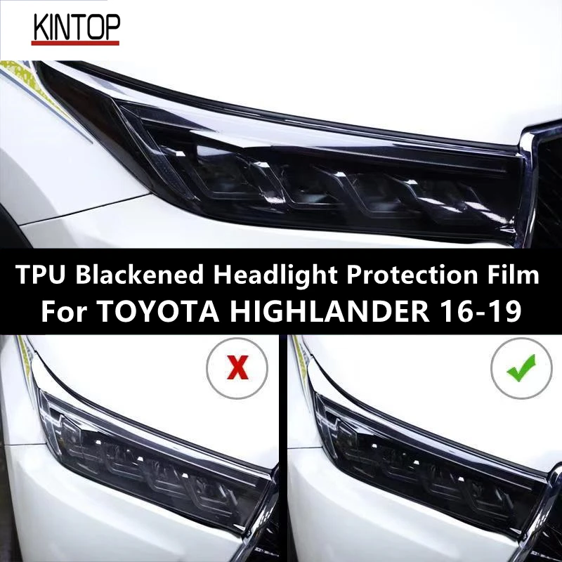 

For TOYOTA HIGHLANDER 16-19 TPU Blackened Headlight Protective Film, Headlight Protection,Film Modification
