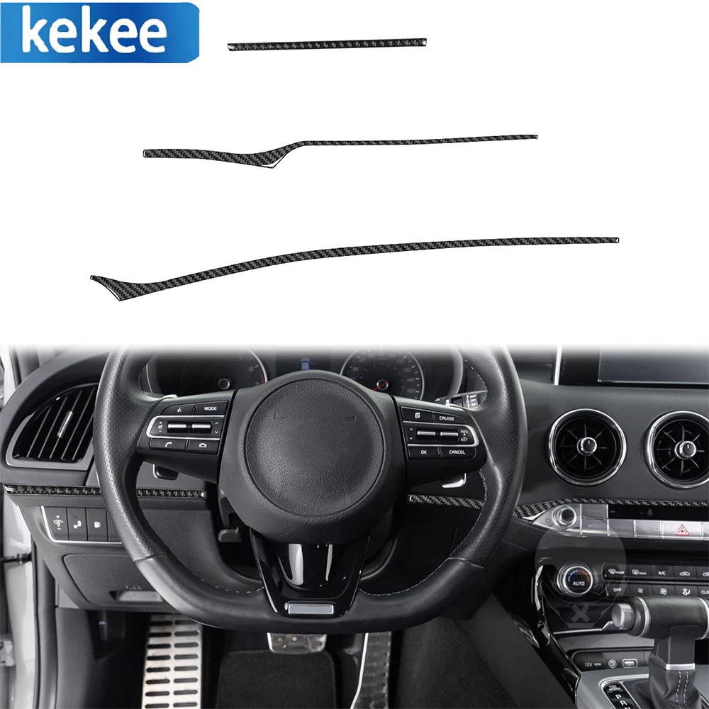 

For Kia Stinger 2019-2023 Real Carbon Fiber Car Center Console Dashboard Panel Trim Strips Cover Auto Interior Accessories