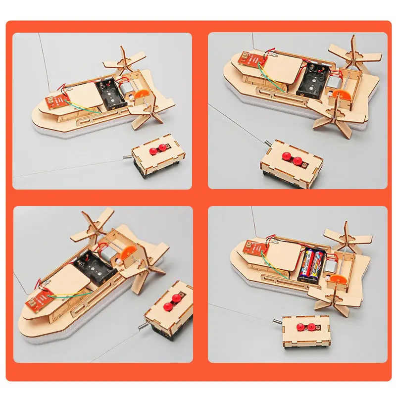 DIY Remote Control Boat Toys Wooden RC Boat Electronic Kids Handmade Building Educational Experimental Model Kit Puzzle 3