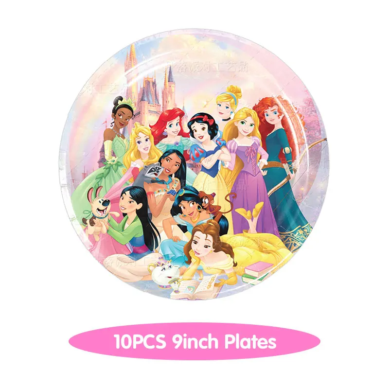 thumbnail image 1 of Decoración de cumpleaños de princesas de Disney, vajilla, vasos de papel, platos, globos, mantel, telón de fondo, pancarta, suministros para fiestas para bebés y niños, 1 of 5