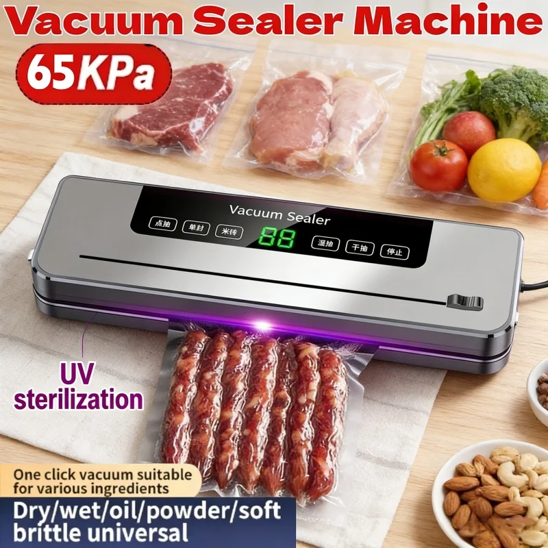 Electric Vacuum Sealer Machine Dry/Wet Food Packaging Vacuum Sealing Bags Built-in Cutter Kitchen Food Storage Vacuum Sealer 1