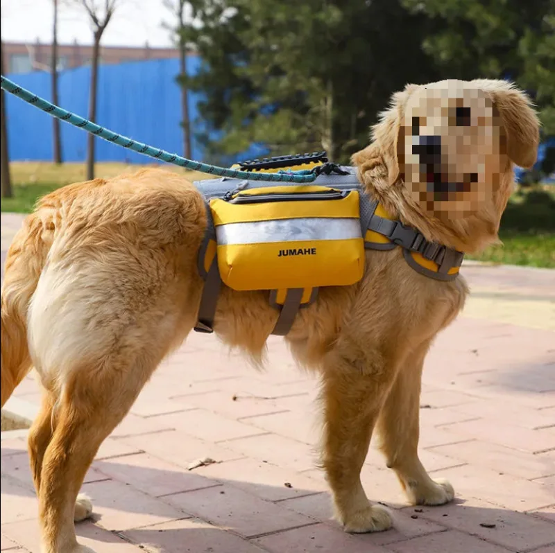 Outdoor Dog Backpack, Oxford Fabric, Double Snack Bag, Tactical Bag, Waterproof, Reflective Saddle Medium and Large Dog