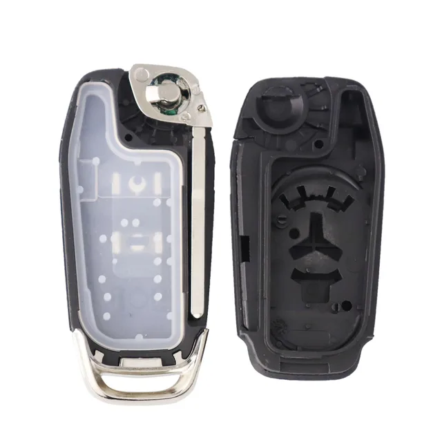 เปลือกกุญแจรีโมทรถยนต์แบบพับได้ 2/3/4 ปุ่ม สำหรับ Ford Focus Fusion Mondeo Kuka Mk2 Mk7 F-150 Explorer Ranger  ใบมีดเปล่า HU101 แบบยังไม่ได้ตัด 6