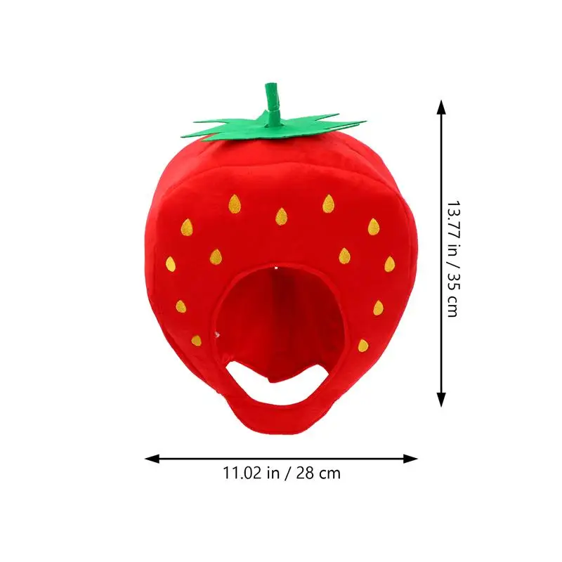 1pc Plush Hat Funny Strawberry Shape Headwear Cosplay Hat Cartoon Photo Prop