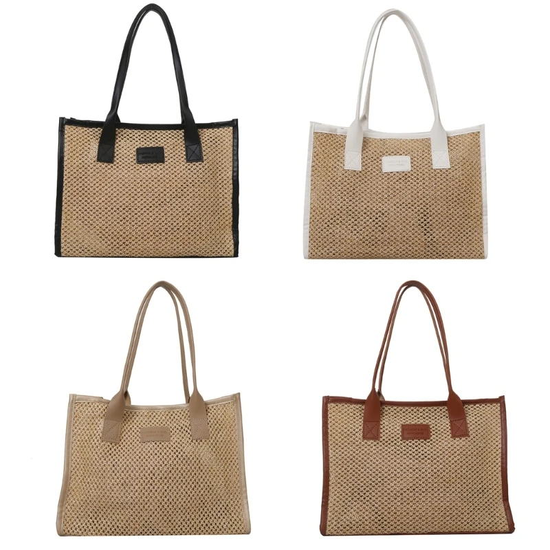 

2023 New Casual Handbags Straw Woven Tote Bag Large Capacity Shopping Shoulder Bag Lady Purse Travel Bag for Women Girl