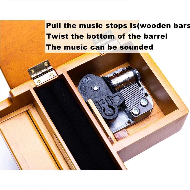 Birch Piano Music Box with Round stool and Jewelry storage for Christmas/Birthday/Valentine's Day, Tone: CANON