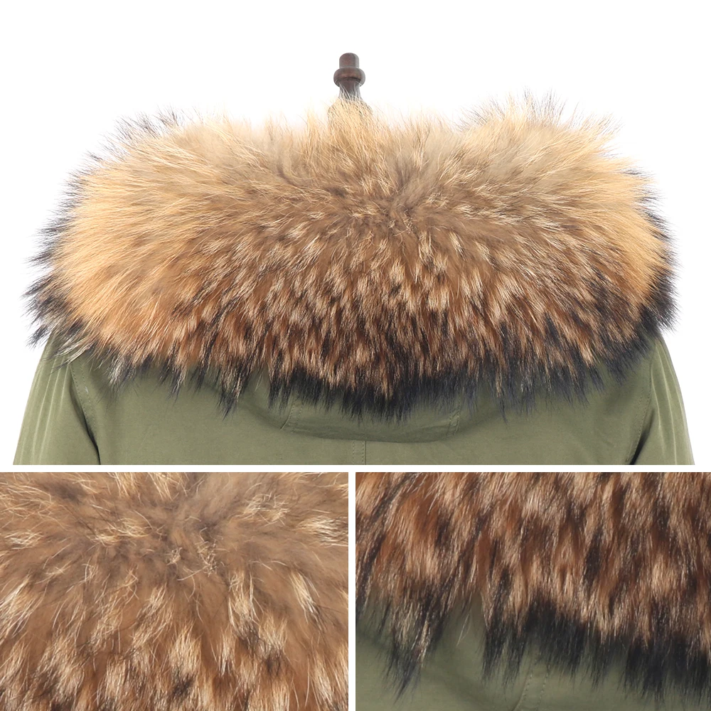 2023 Fashion Thick Warm Winter Men Jacket Long Real Rabbit Fur Coat Waterproof Man Parka Big Large Raccoon Fur Collar Detachable 5