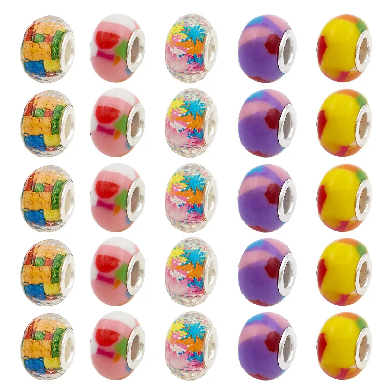 

MEETSOFT 10PCS/lot Mixed Colorful Rainbow Glass Big Spacer Beads Charms of DIY Handmade Making Supplies Bracelet Gifts Wholesale