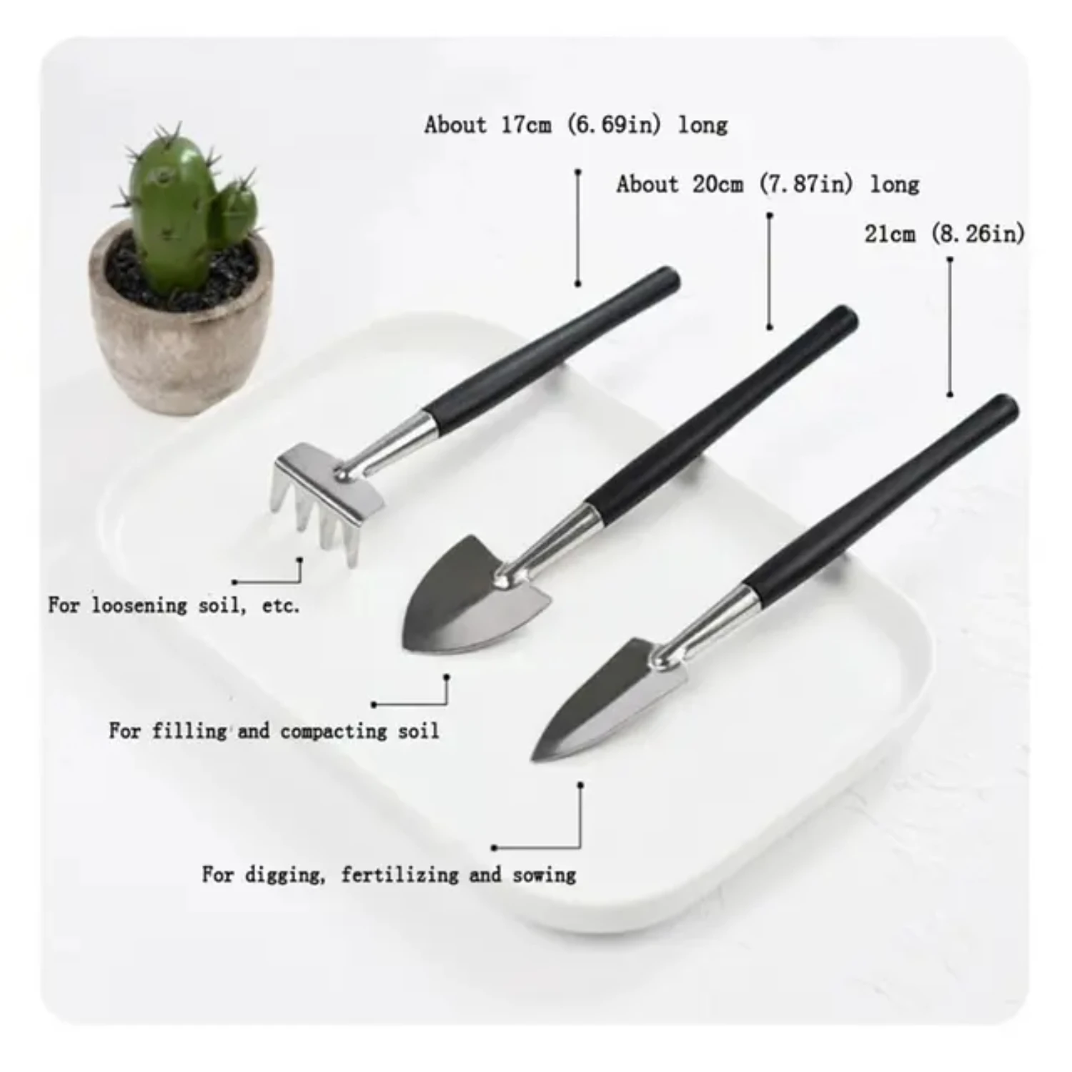 Ideal for gardeners, this mini stylish stainless steel gardening set includes essential planting and care tools for succulents a 6