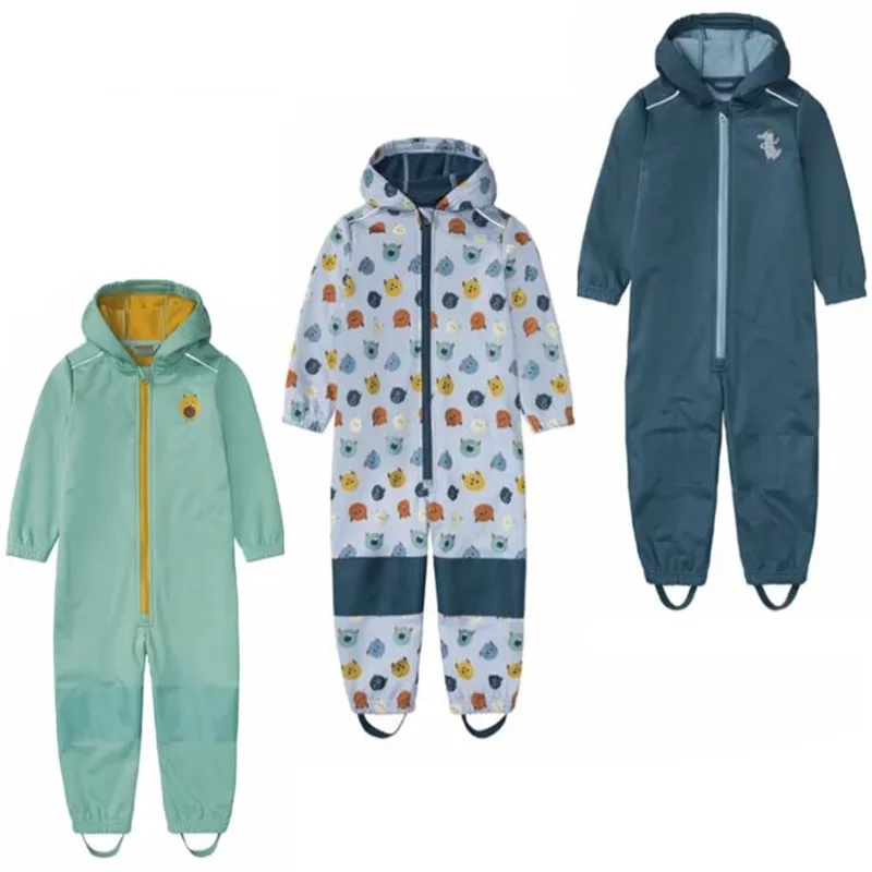 Baby Jumpsuit Children's Spring and Autumn Soft Shell Plush Windproof Rainproof Outdoor Jumpsuit for Boys and Girls baby rompers cotton jumpsuit baby jumpsuit baby clothing